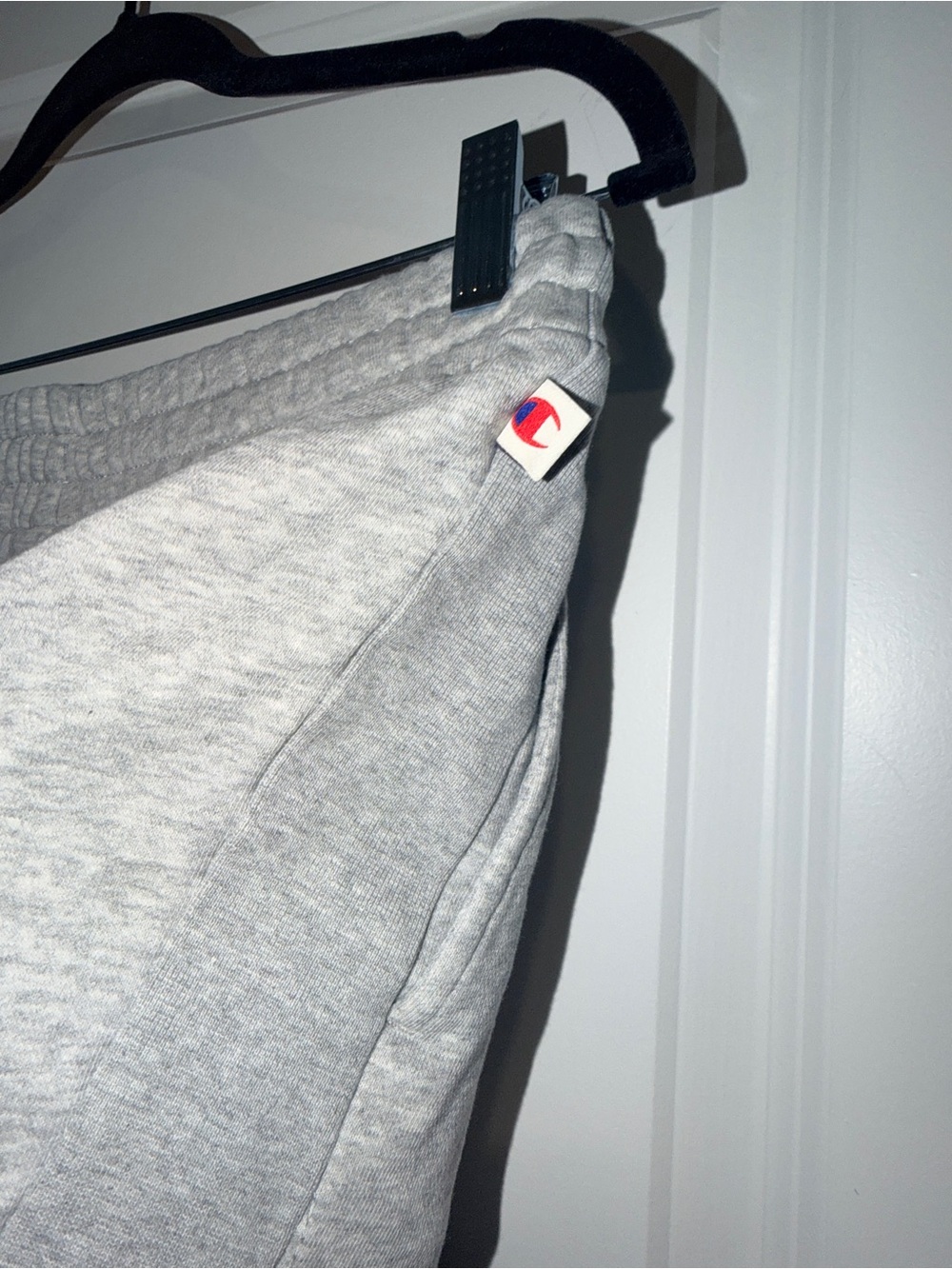 Champion Light Gray Terry Sweatshirt and Matching Athletic Shorts, Size L/M - Picture 13 of 14